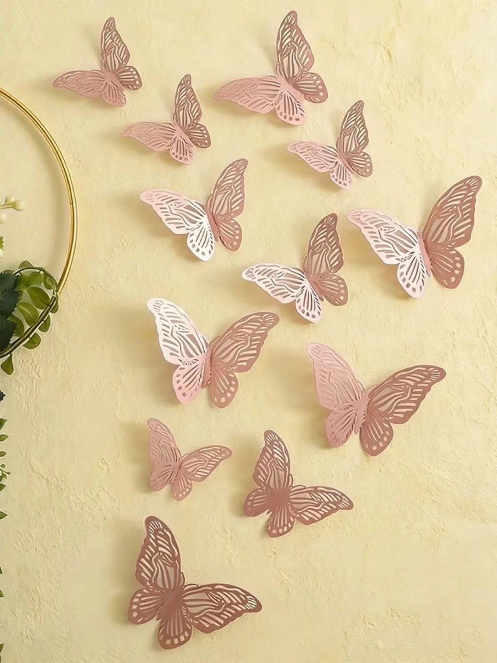 💞 New 12-Piece 3D Rose Gold Adhesive Butterfly Craft & Wall Decor Set